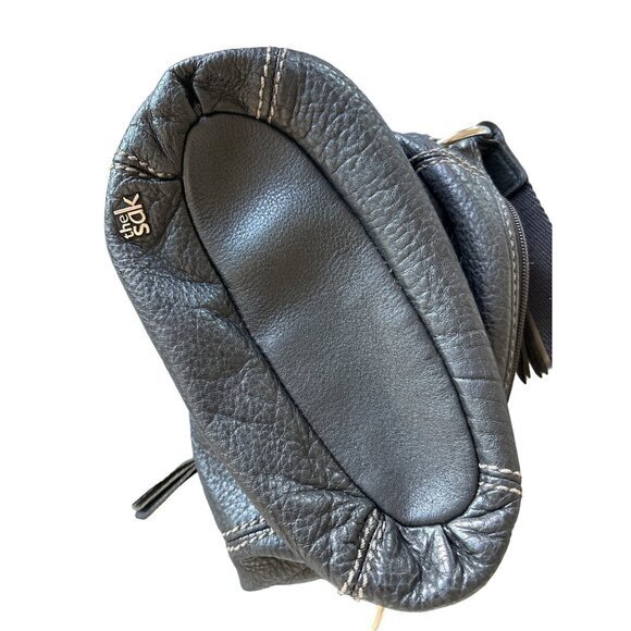 THE SAK Pebbled Genuine Leather‎ Black Crossbody Bag Zip Medium Sized - Picture 11 of 13